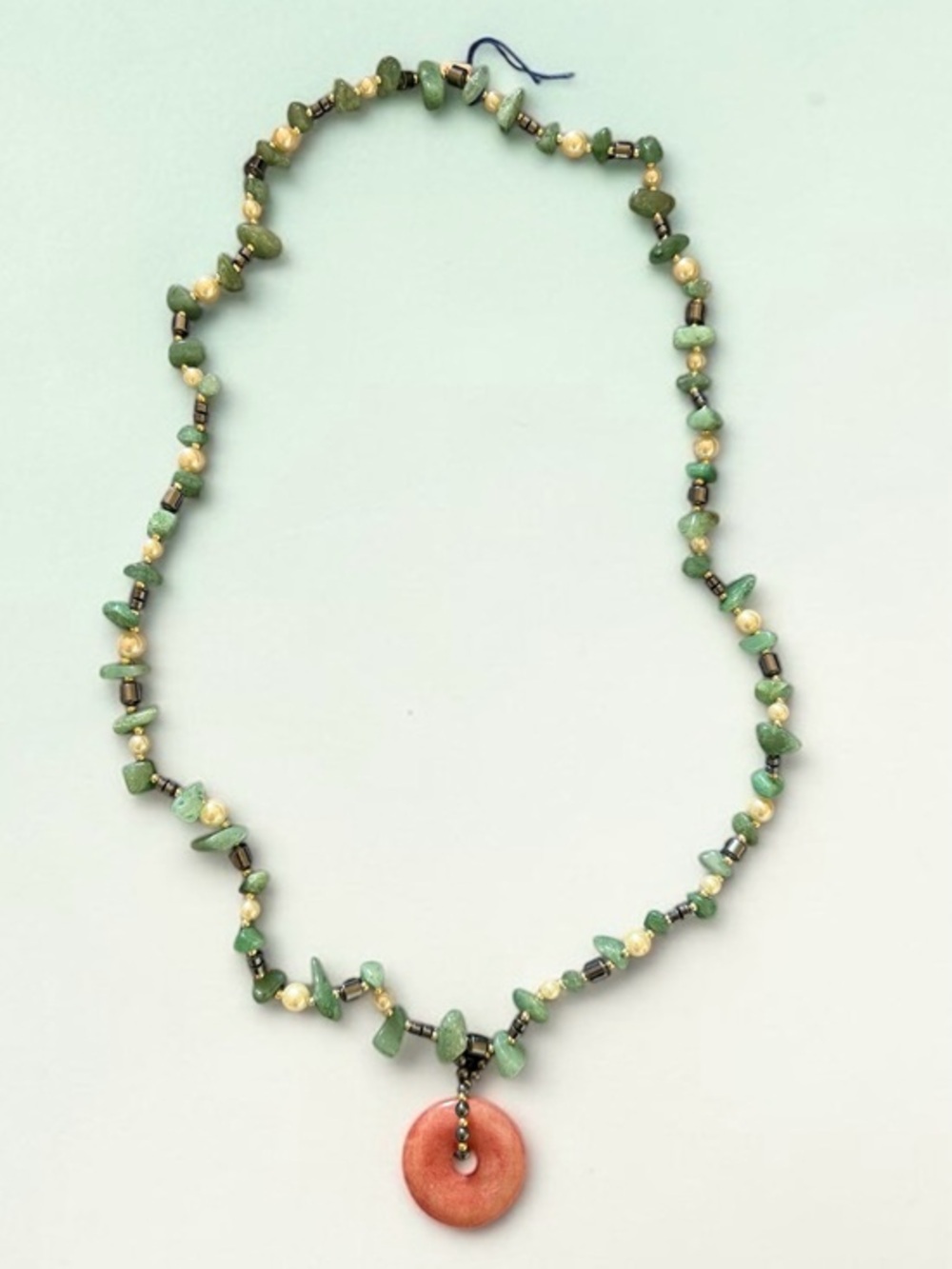 🫶🏻 Pink Zoisite 30mm Green Agate Stone Beaded Necklace